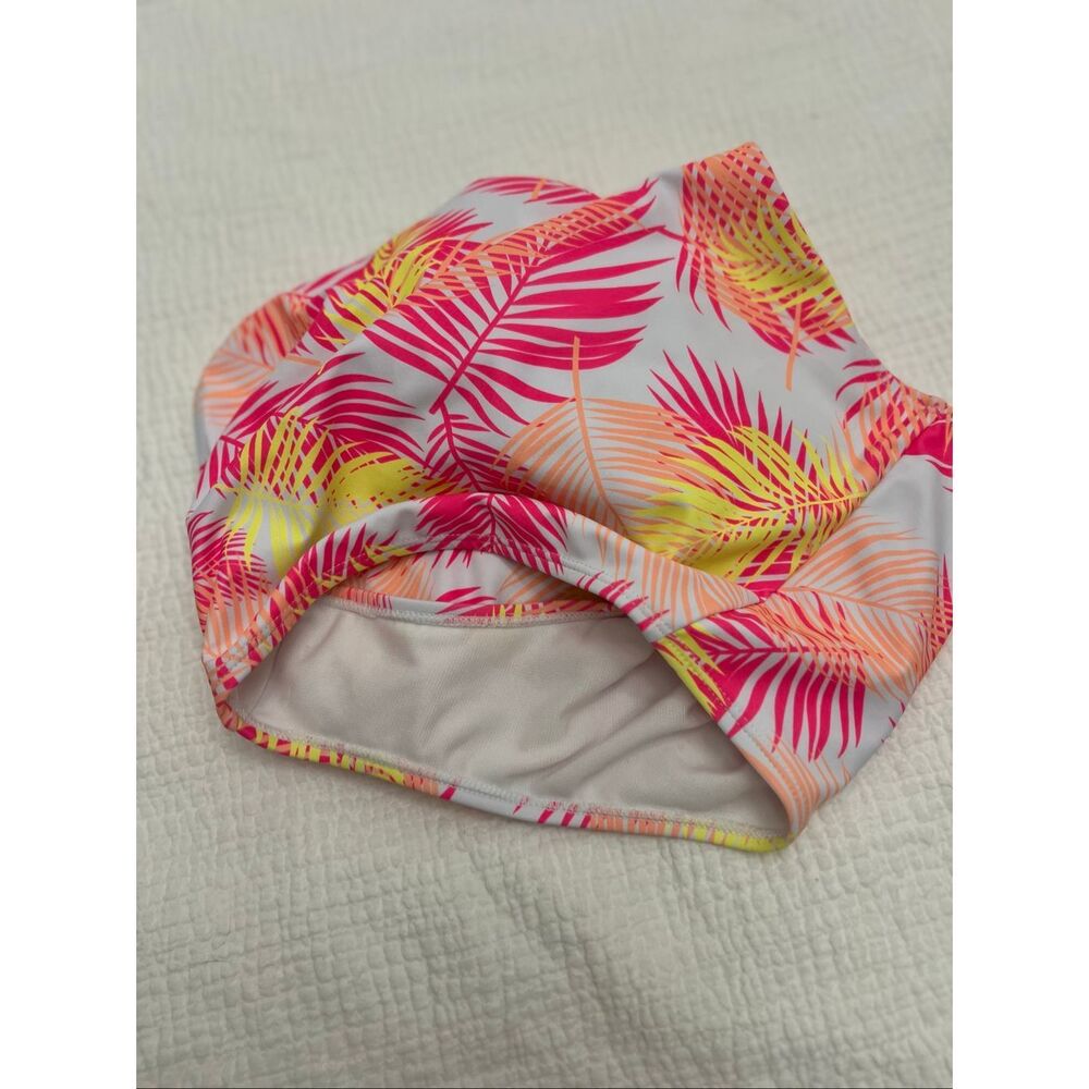 Hurley Girls Asymmetric Cutout Tropical Palm One-Piece Swimsuit Sail Size Small - Picture 7 of 7